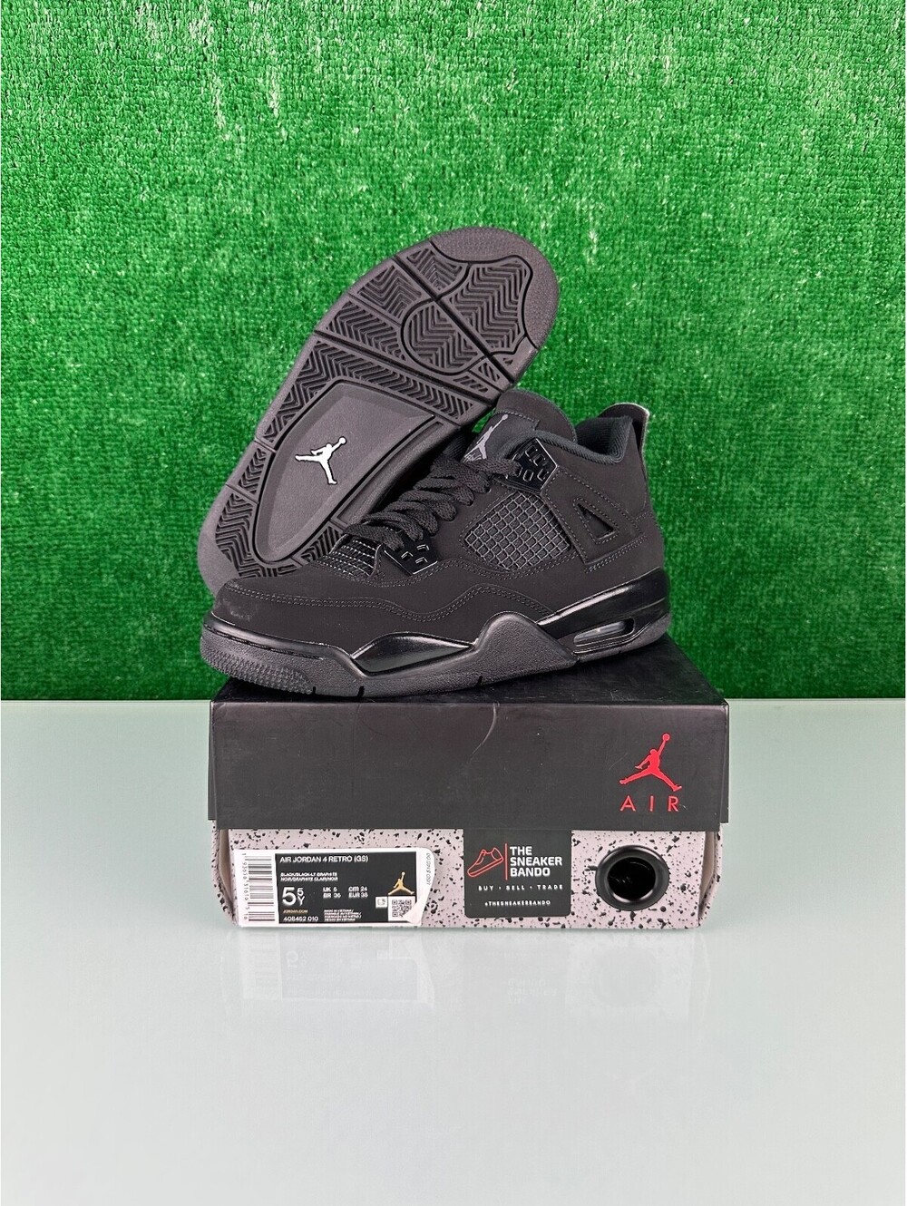 Size 5.5Y (GS) - Jordan 4 Retro 2020 Low Black Cat (CLEAN!)